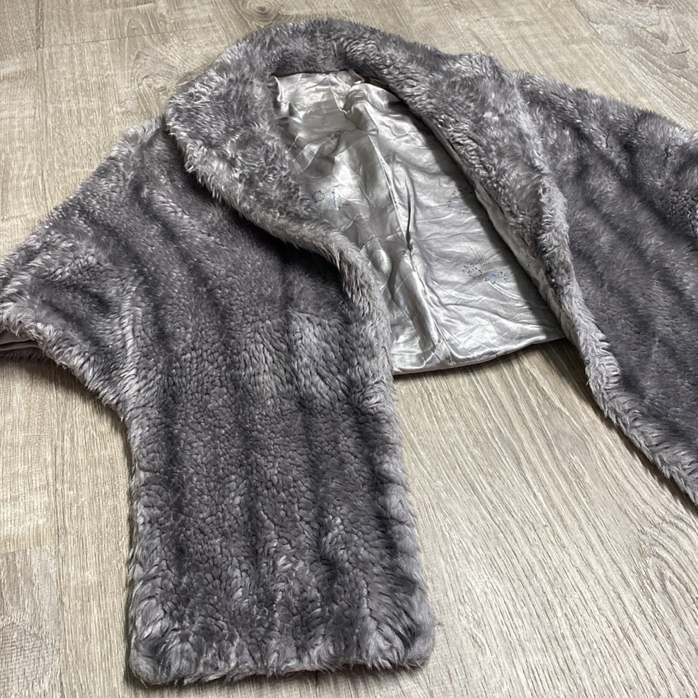 Vintage Regina Glenara by Glenoit Faux  Fur Stole gray  Wrap Lined USA - Picture 2 of 5